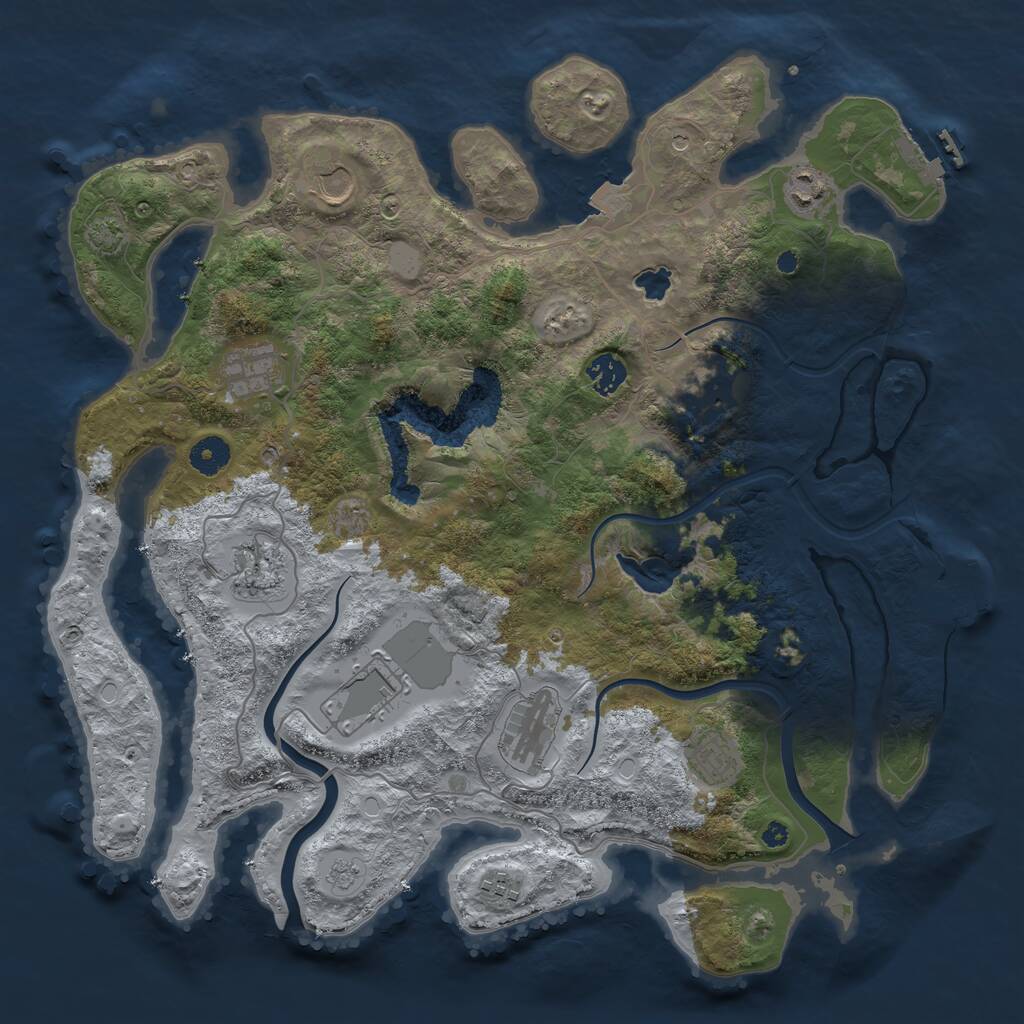Rust Map: Procedural Map, Size: 4000, Seed: 74237551, 16 Monuments