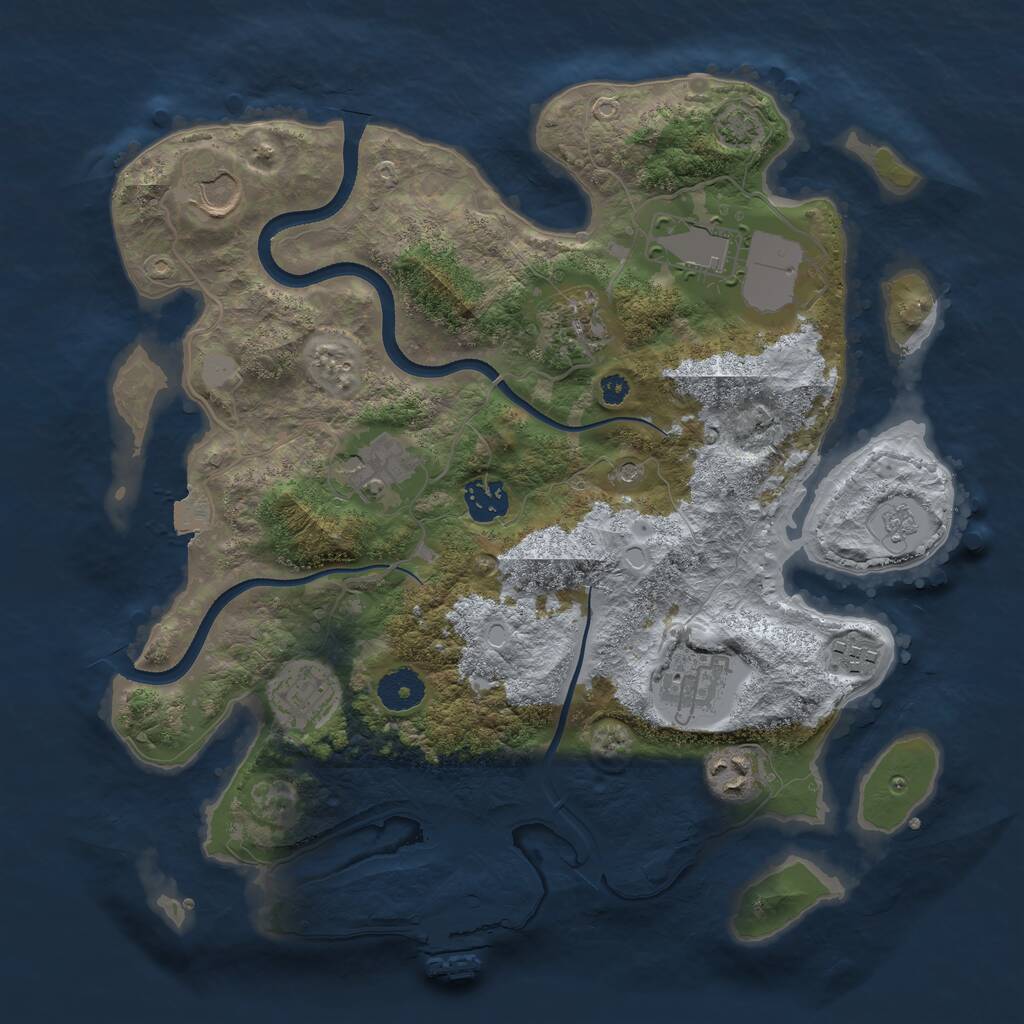 Rust Map: Procedural Map, Size: 3500, Seed: 1682101385, 14 Monuments