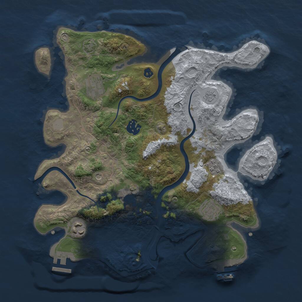Rust Map: Procedural Map, Size: 3200, Seed: 135542, 12 Monuments