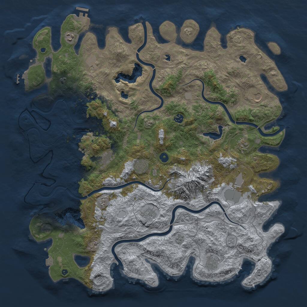 Rust Map: Procedural Map, Size: 5000, Seed: 26354, 17 Monuments