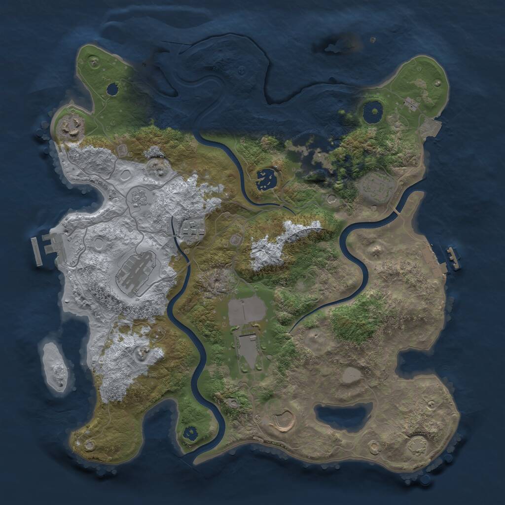 Rust Map: Procedural Map, Size: 3500, Seed: 564582917, 14 Monuments