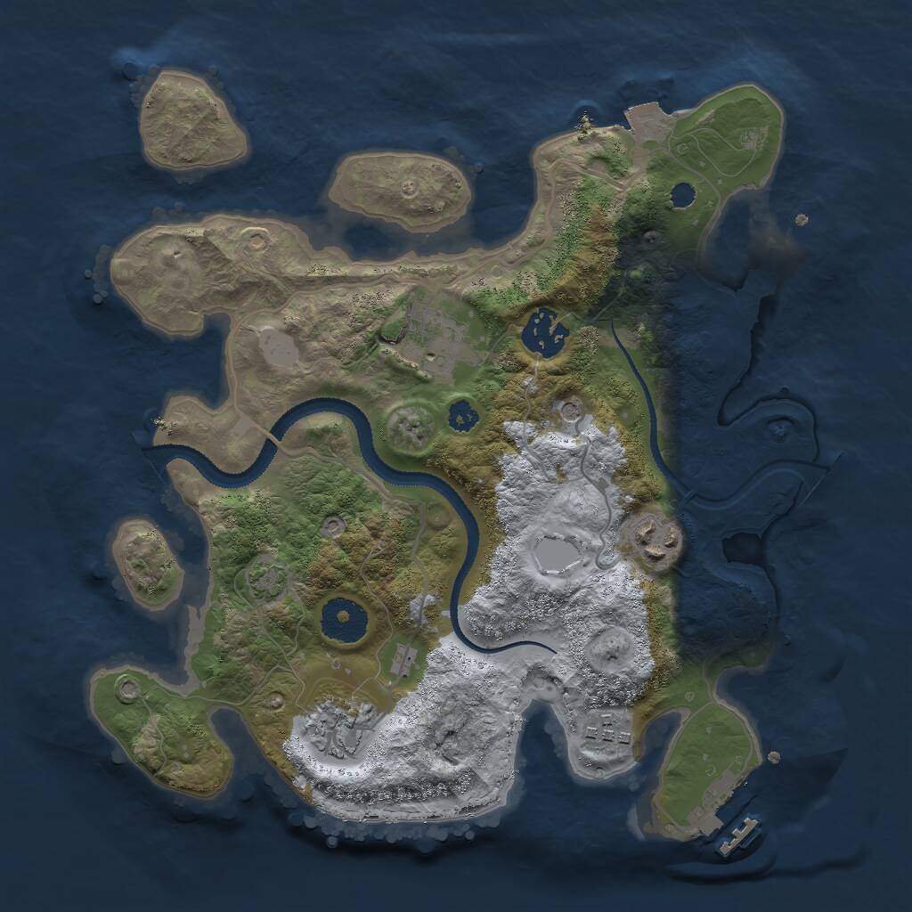 Rust Map: Procedural Map, Size: 3000, Seed: 689241086, 9 Monuments