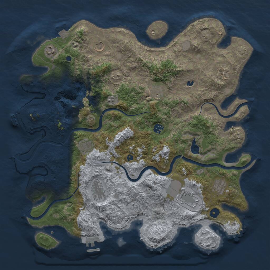 Rust Map: Procedural Map, Size: 4200, Seed: 348923486, 16 Monuments