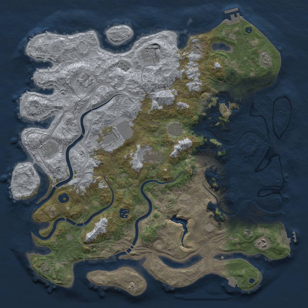 Rust Map: Procedural Map, Size: 4500, Seed: 3353644, 15 Monuments