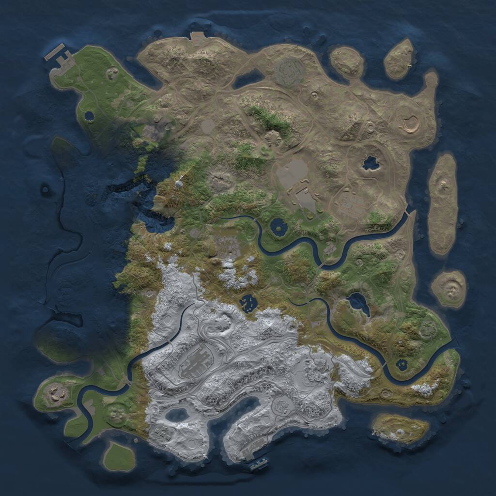 Rust Map: Procedural Map, Size: 4250, Seed: 636389855, 17 Monuments
