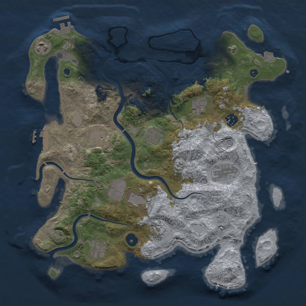 Rust Map: Procedural Map, Size: 3750, Seed: 23234, 16 Monuments