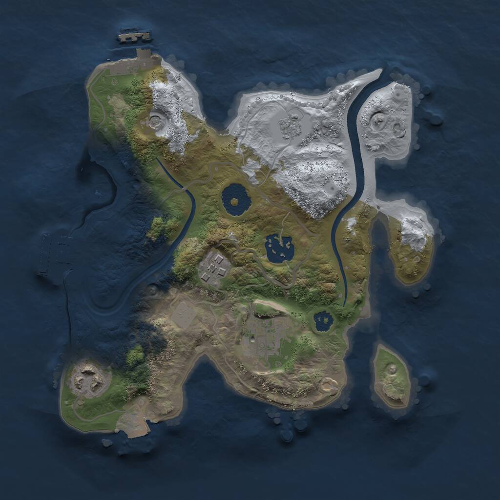 Rust Map: Procedural Map, Size: 2500, Seed: 159217825, 9 Monuments