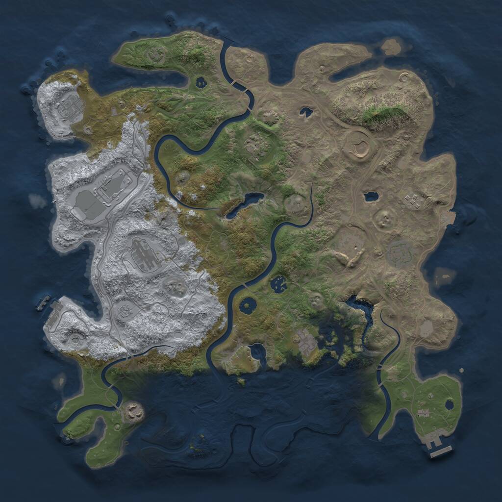 Rust Map: Procedural Map, Size: 4500, Seed: 1582864384, 17 Monuments