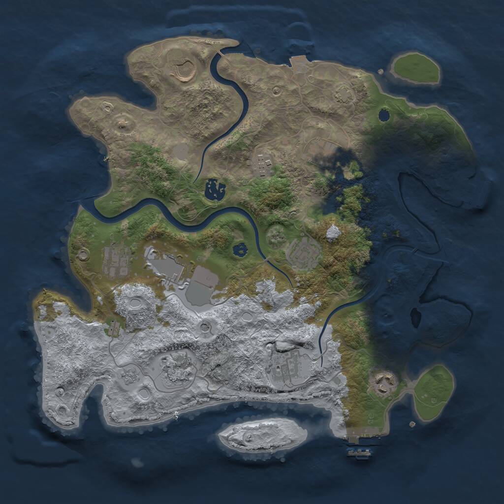 Rust Map: Procedural Map, Size: 3500, Seed: 2131467398, 16 Monuments