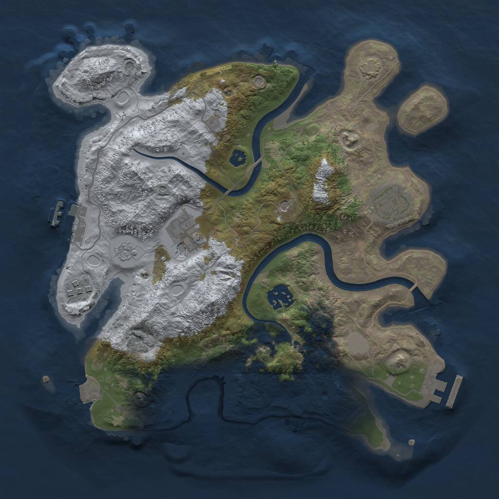 Rust Map: Procedural Map, Size: 3000, Seed: 1369452044, 10 Monuments