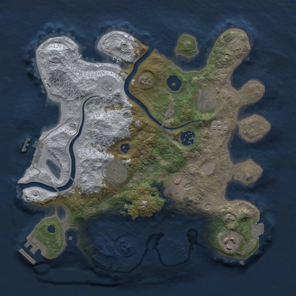 Rust Map: Procedural Map, Size: 3000, Seed: 188857710, 12 Monuments
