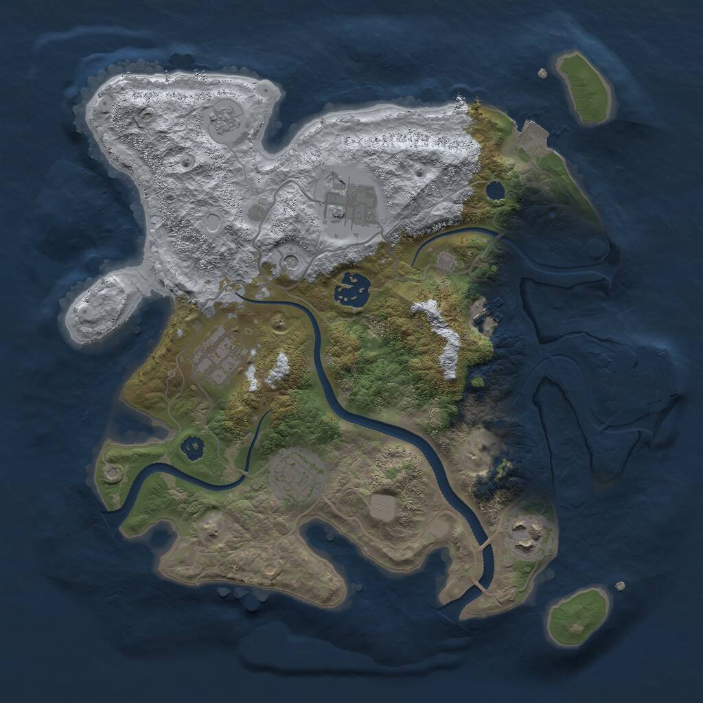 Rust Map: Procedural Map, Size: 3000, Seed: 20566, 10 Monuments