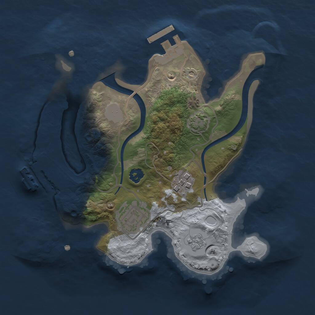 Rust Map: Procedural Map, Size: 2200, Seed: 1933120427, 7 Monuments