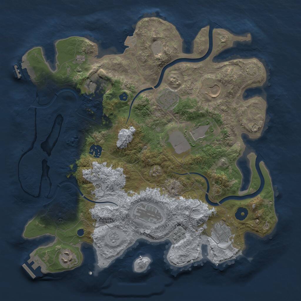Rust Map: Procedural Map, Size: 3500, Seed: 1343795363, 15 Monuments