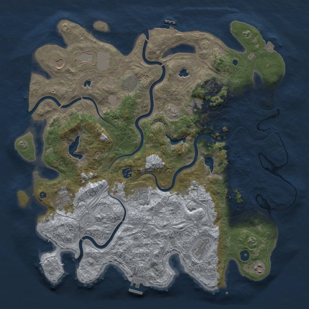 Rust Map: Procedural Map, Size: 4500, Seed: 38358113, 16 Monuments
