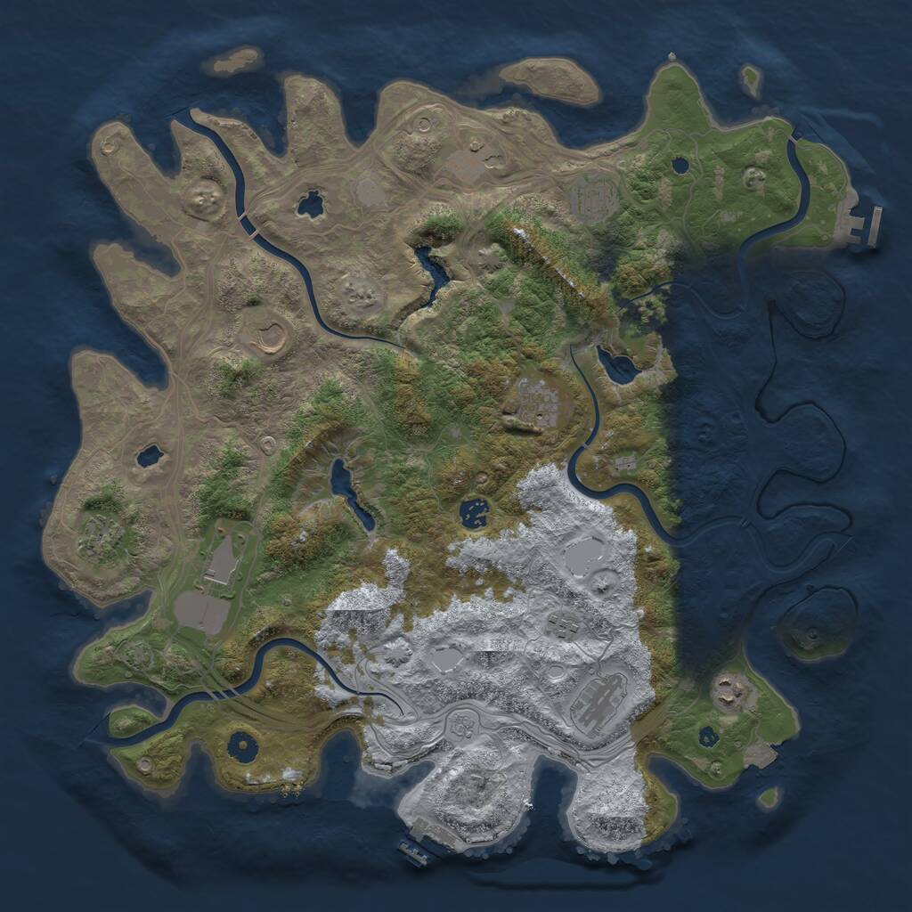 Rust Map: Procedural Map, Size: 4500, Seed: 5688, 16 Monuments