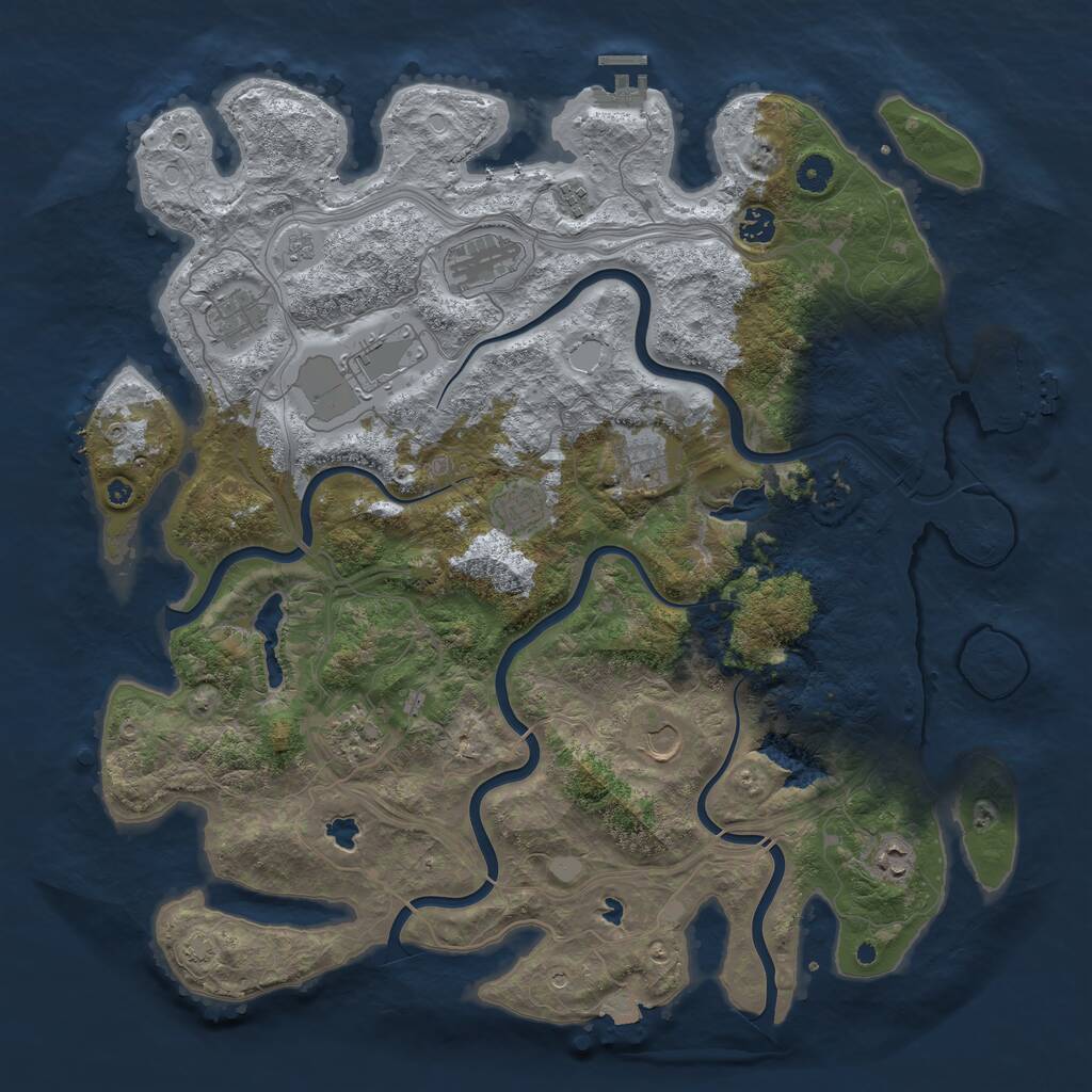 Rust Map: Procedural Map, Size: 4500, Seed: 47648721, 16 Monuments