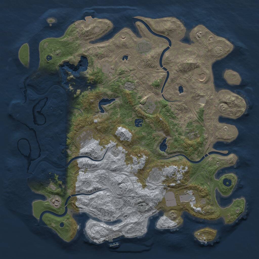 Rust Map: Procedural Map, Size: 4500, Seed: 537418471, 17 Monuments