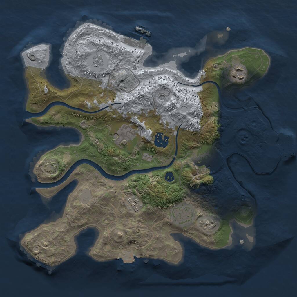 Rust Map: Procedural Map, Size: 3000, Seed: 701844929, 12 Monuments