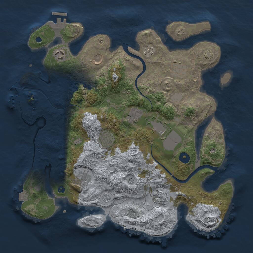 Rust Map: Procedural Map, Size: 3500, Seed: 1180270955, 15 Monuments