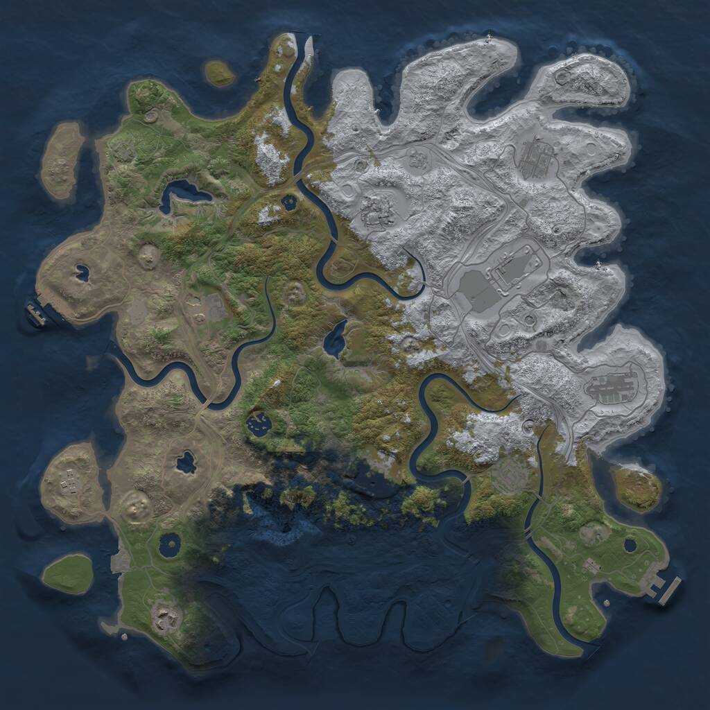Rust Map: Procedural Map, Size: 4500, Seed: 1106419646, 16 Monuments