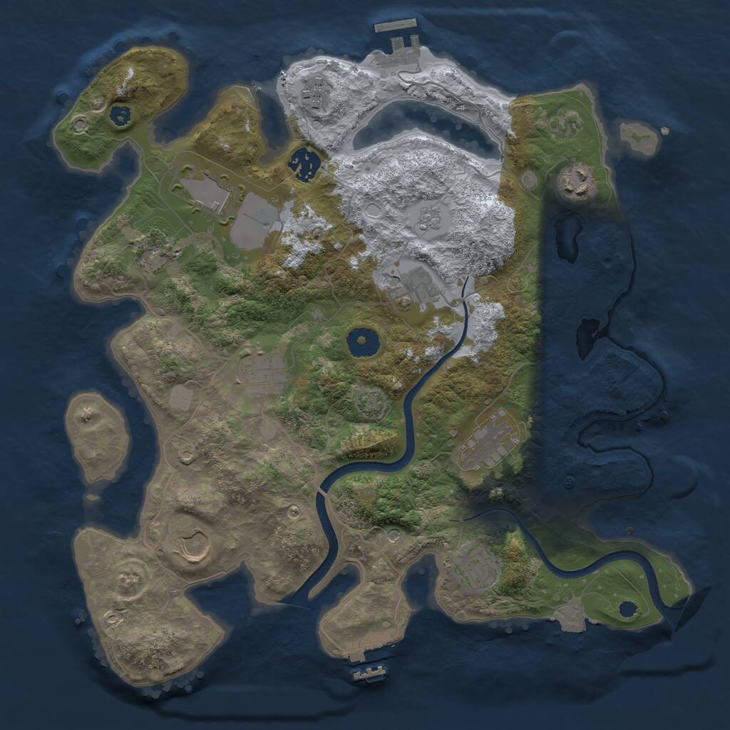 Rust Map: Procedural Map, Size: 3500, Seed: 63973104, 16 Monuments