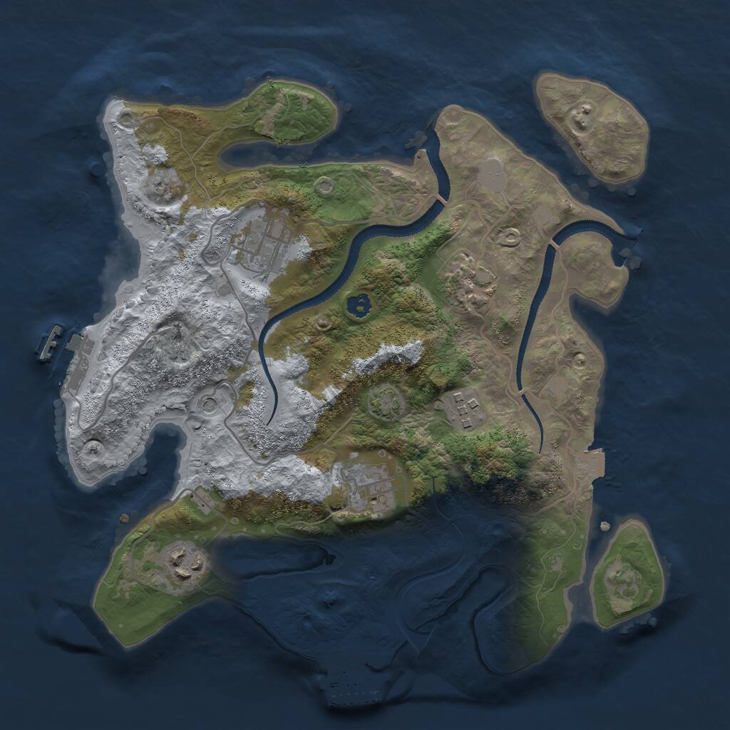 Rust Map: Procedural Map, Size: 3000, Seed: 3278921, 10 Monuments