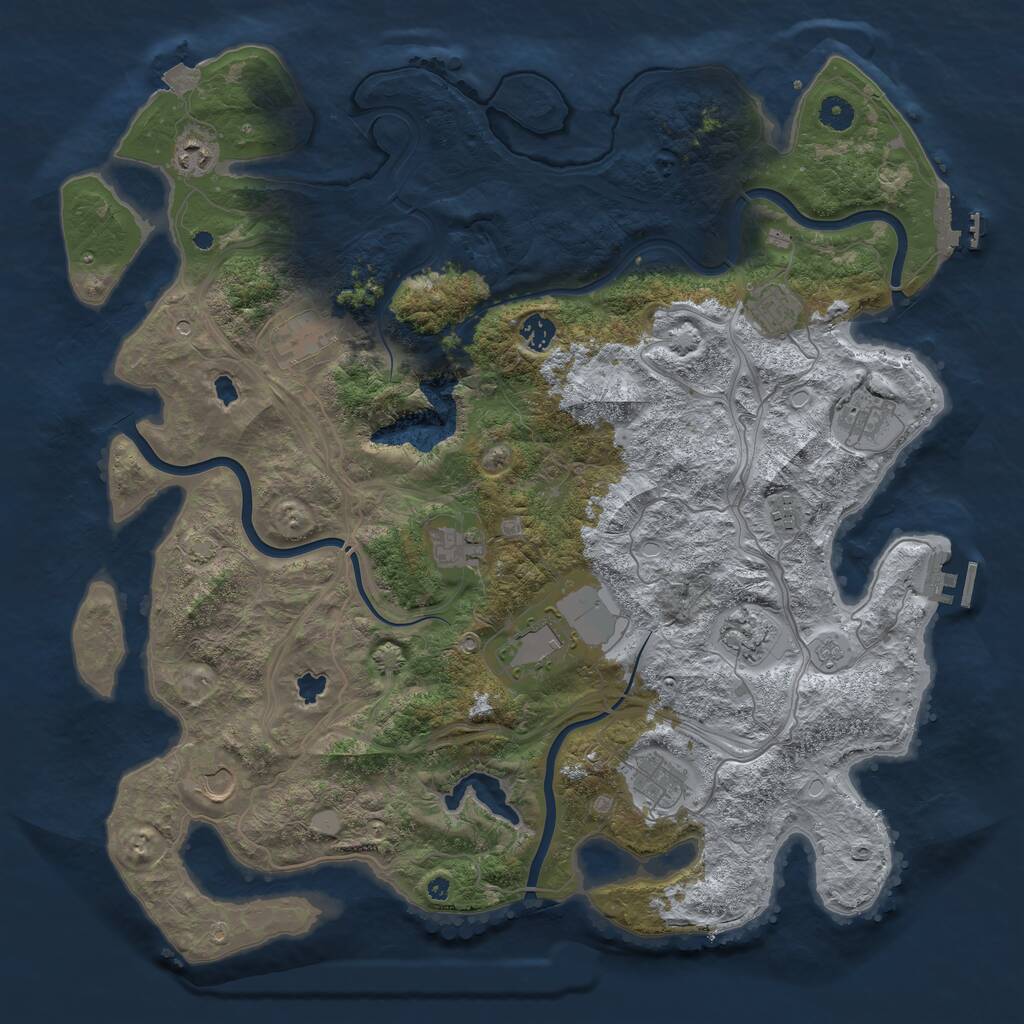 Rust Map: Procedural Map, Size: 4500, Seed: 1138033710, 17 Monuments
