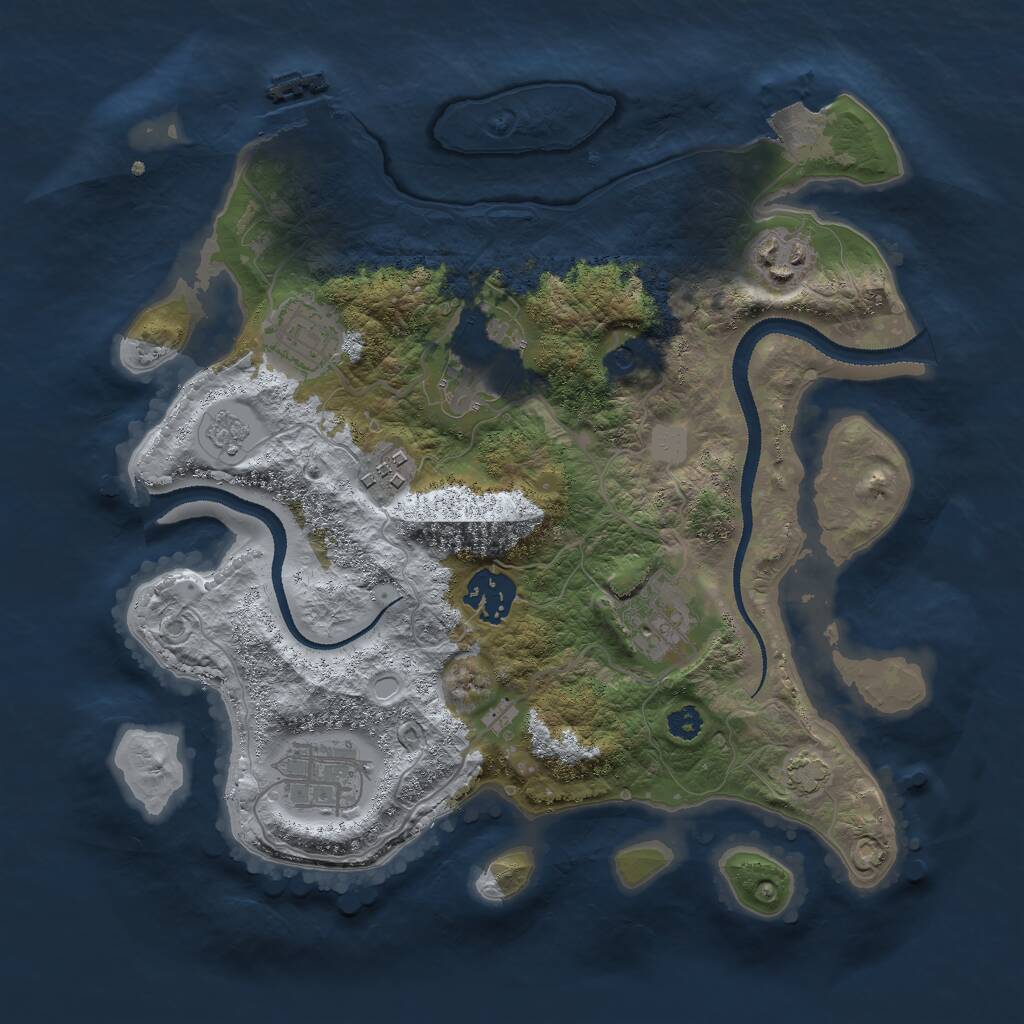 Rust Map: Procedural Map, Size: 3000, Seed: 524073792, 12 Monuments