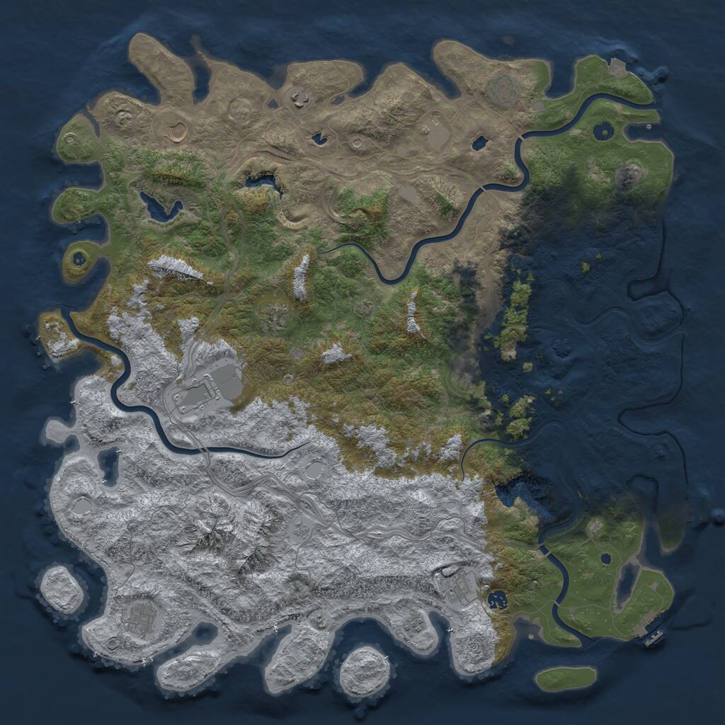 Rust Map: Procedural Map, Size: 5500, Seed: 125760076, 17 Monuments