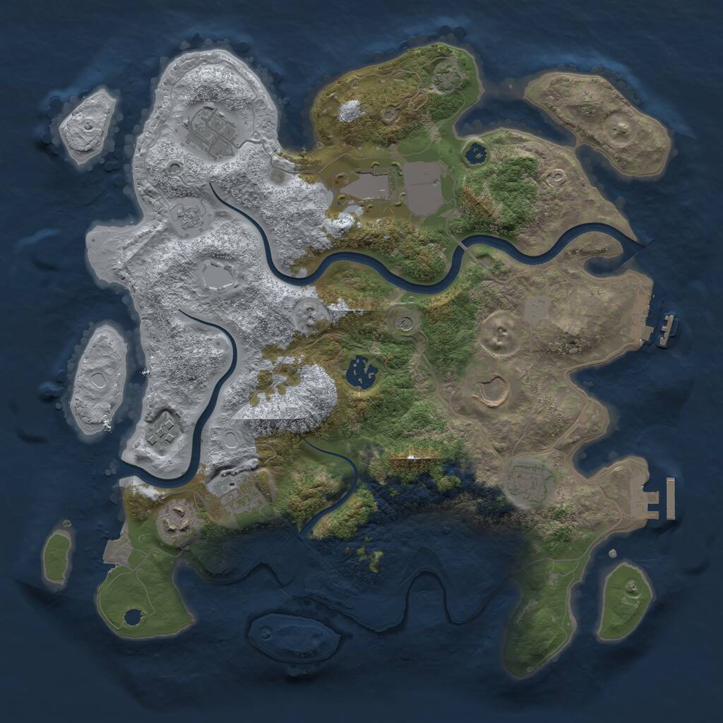 Rust Map: Procedural Map, Size: 3500, Seed: 670487066, 14 Monuments
