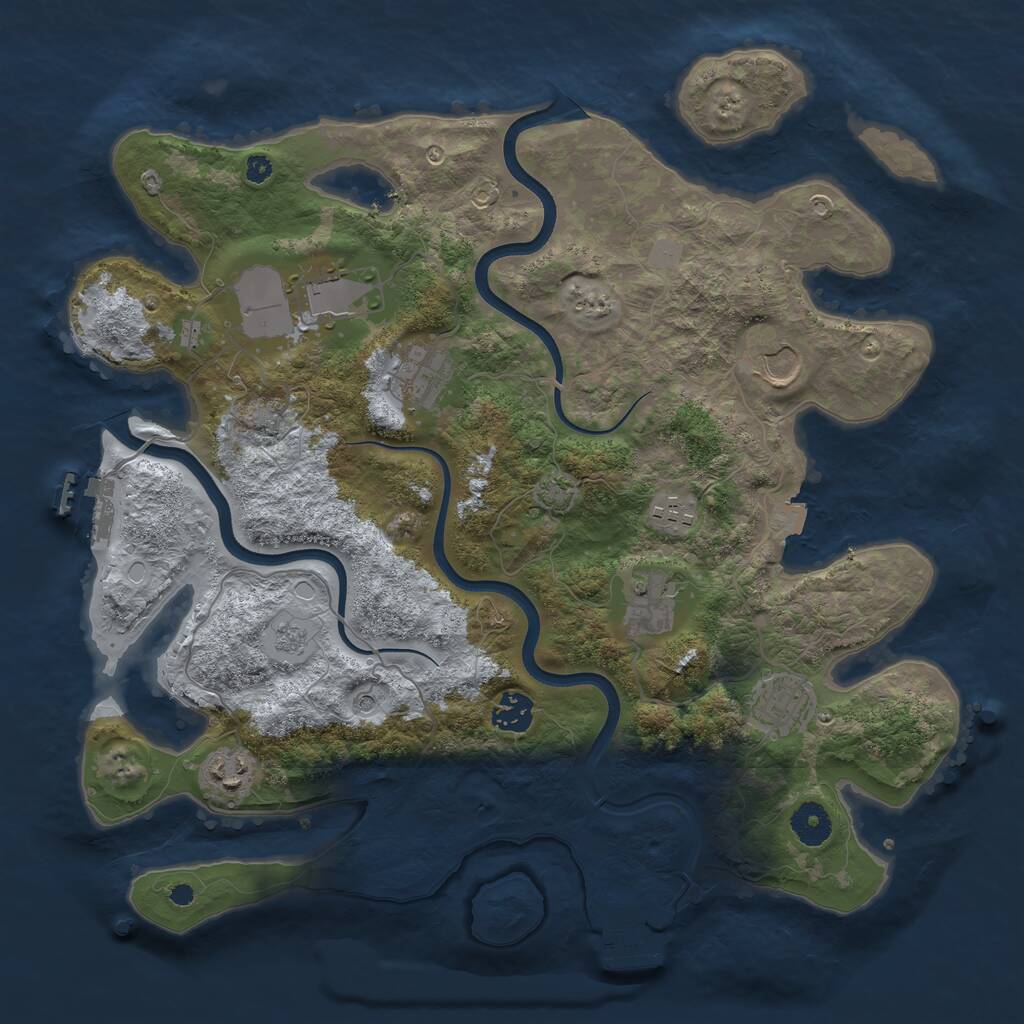 Rust Map: Procedural Map, Size: 3750, Seed: 1078204281, 14 Monuments