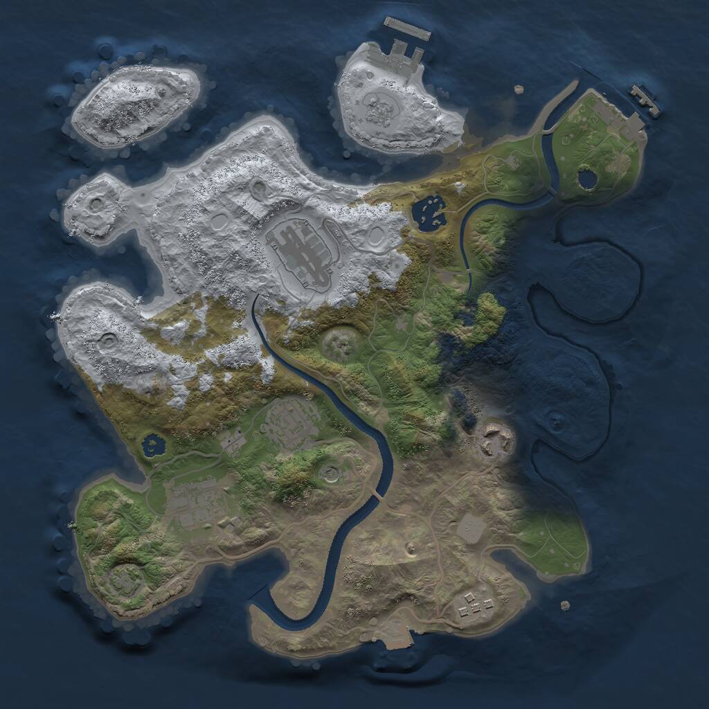 Rust Map: Procedural Map, Size: 3000, Seed: 954872996, 12 Monuments