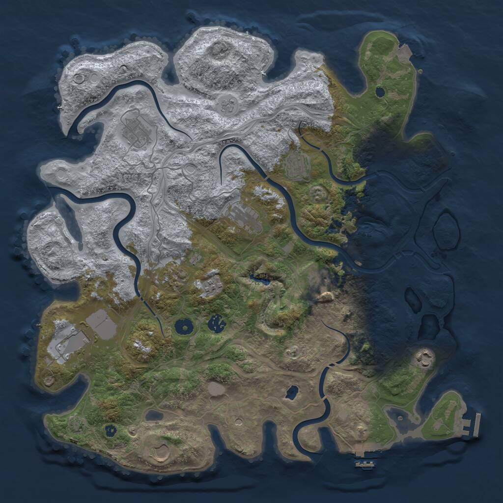 Rust Map: Procedural Map, Size: 4250, Seed: 1370134367, 16 Monuments