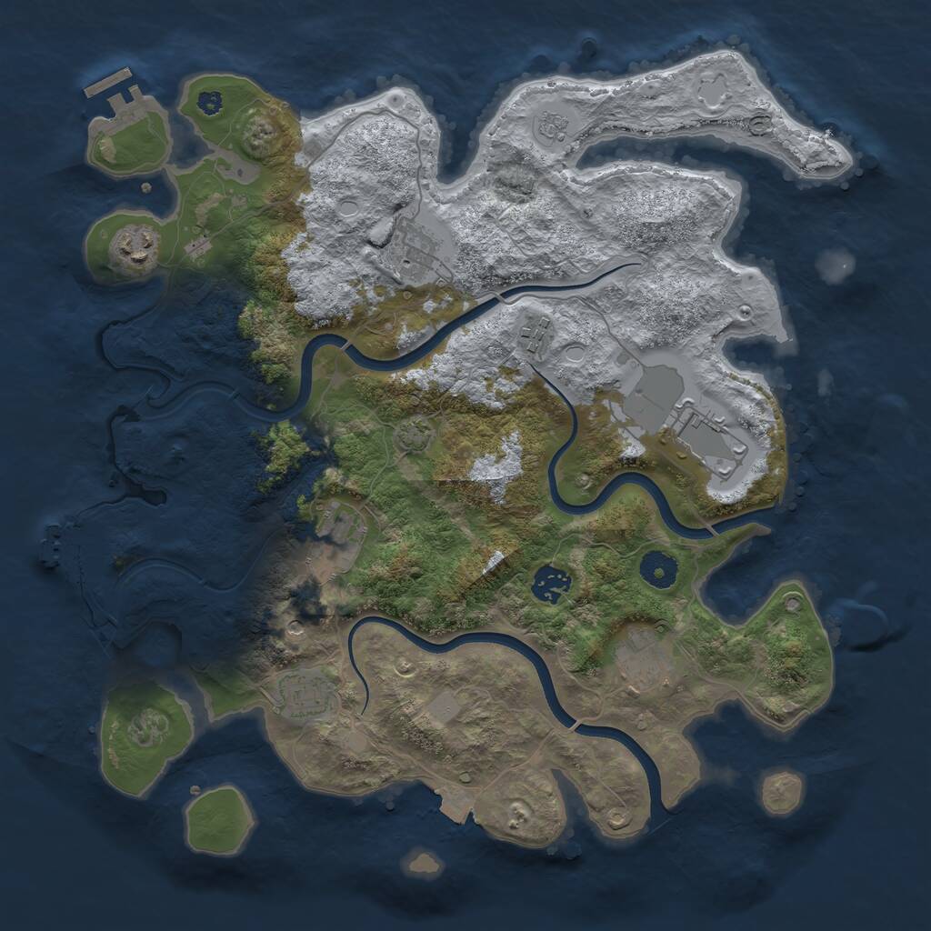 Rust Map: Procedural Map, Size: 3750, Seed: 1208690670, 14 Monuments