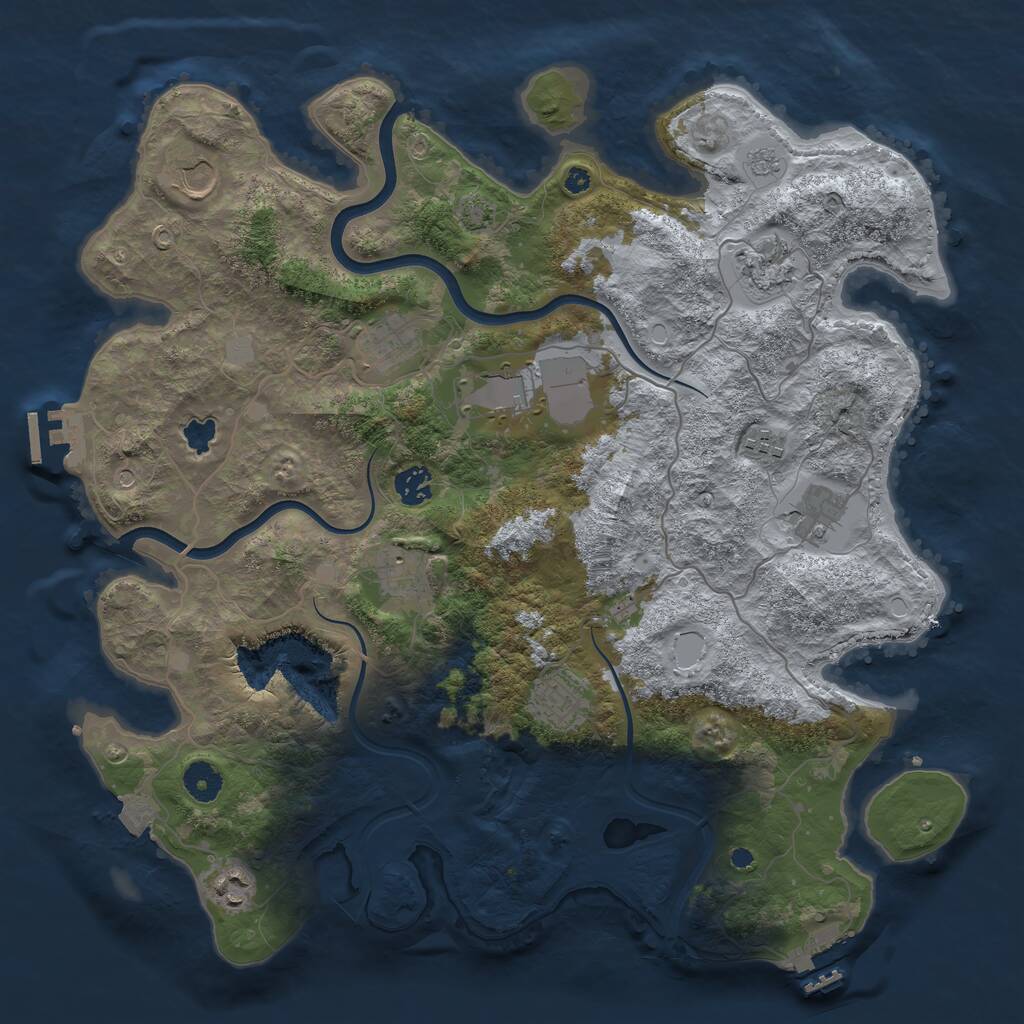 Rust Map: Procedural Map, Size: 4000, Seed: 50769, 16 Monuments