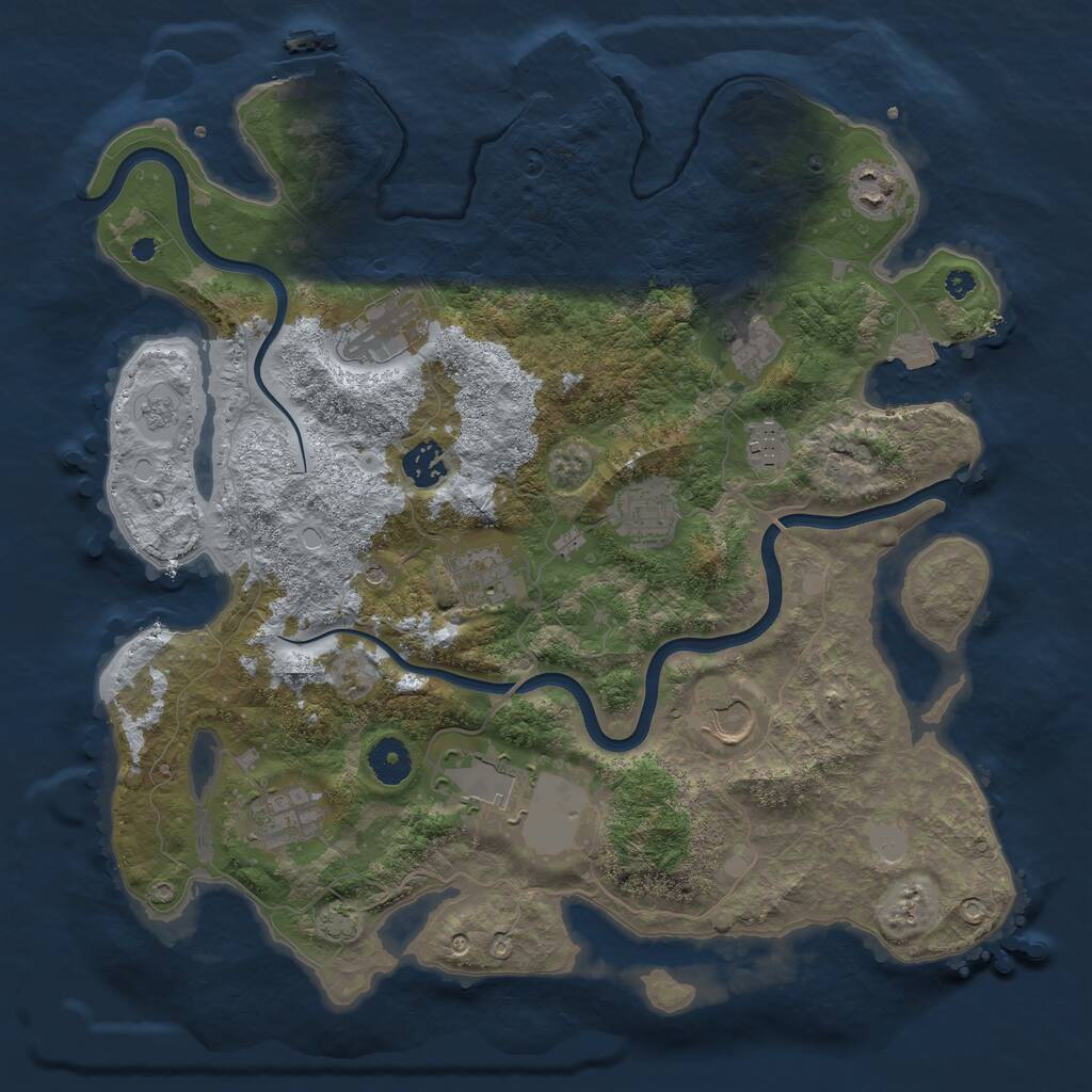 Rust Map: Procedural Map, Size: 3750, Seed: 511961935, 16 Monuments
