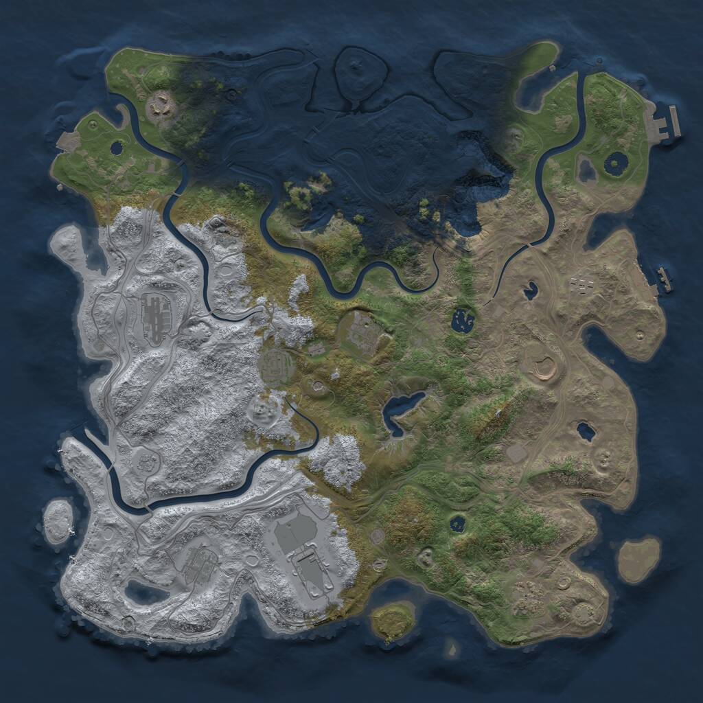 Rust Map: Procedural Map, Size: 4500, Seed: 774446683, 16 Monuments