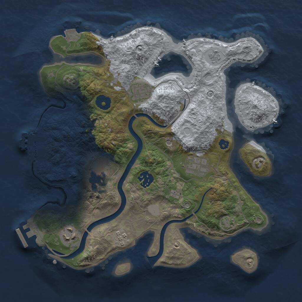 Rust Map: Procedural Map, Size: 3000, Seed: 1053465220, 12 Monuments
