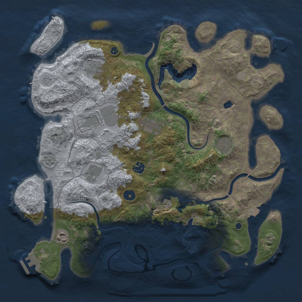 Rust Map: Procedural Map, Size: 4000, Seed: 12381245, 14 Monuments