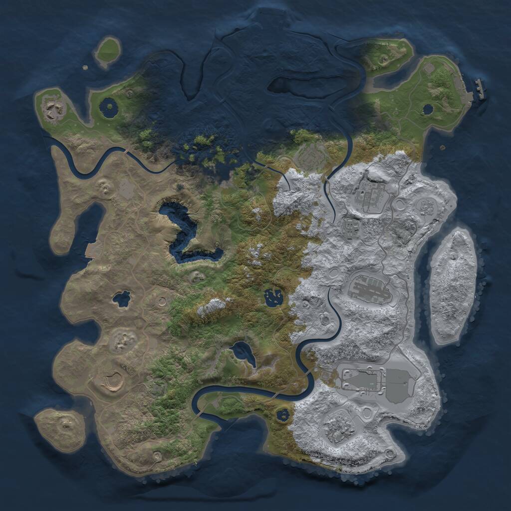 Rust Map: Procedural Map, Size: 4000, Seed: 1021, 16 Monuments