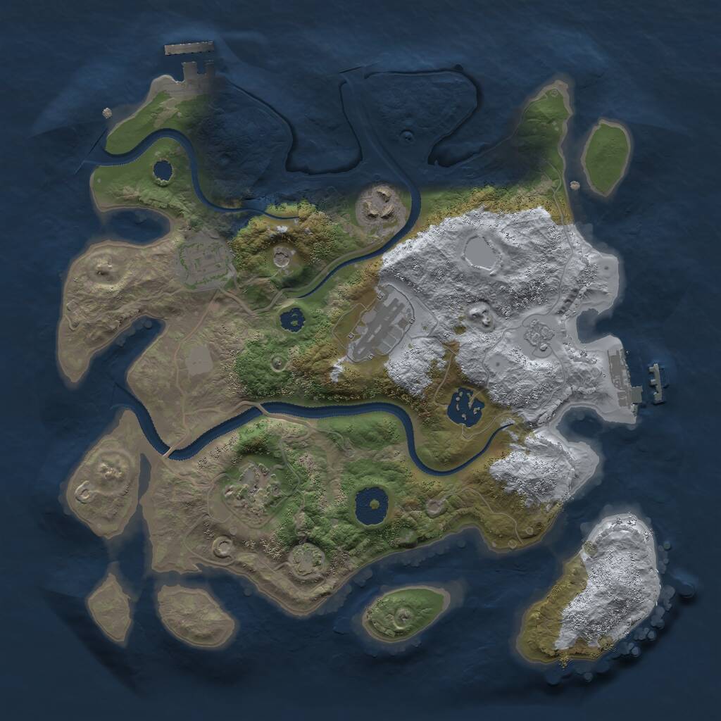 Rust Map: Procedural Map, Size: 3000, Seed: 6645, 11 Monuments