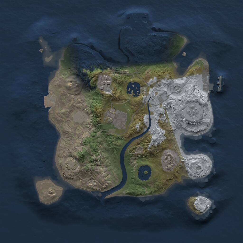 Rust Map: Procedural Map, Size: 2500, Seed: 421295974, 9 Monuments
