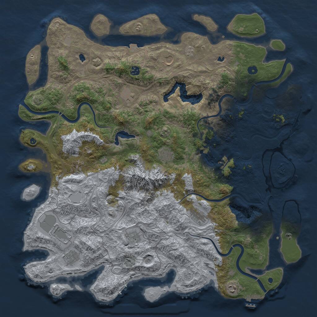 Rust Map: Procedural Map, Size: 5000, Seed: 1541001415, 17 Monuments