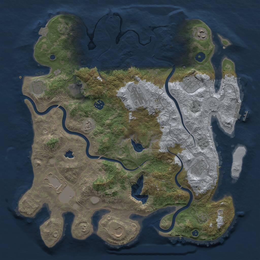 Rust Map: Procedural Map, Size: 4000, Seed: 1041482989, 16 Monuments