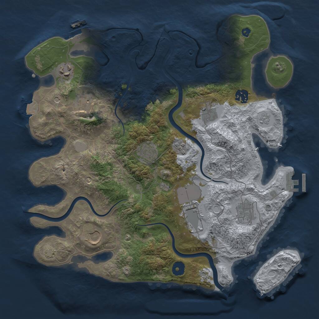 Rust Map: Procedural Map, Size: 3500, Seed: 1029062676, 15 Monuments