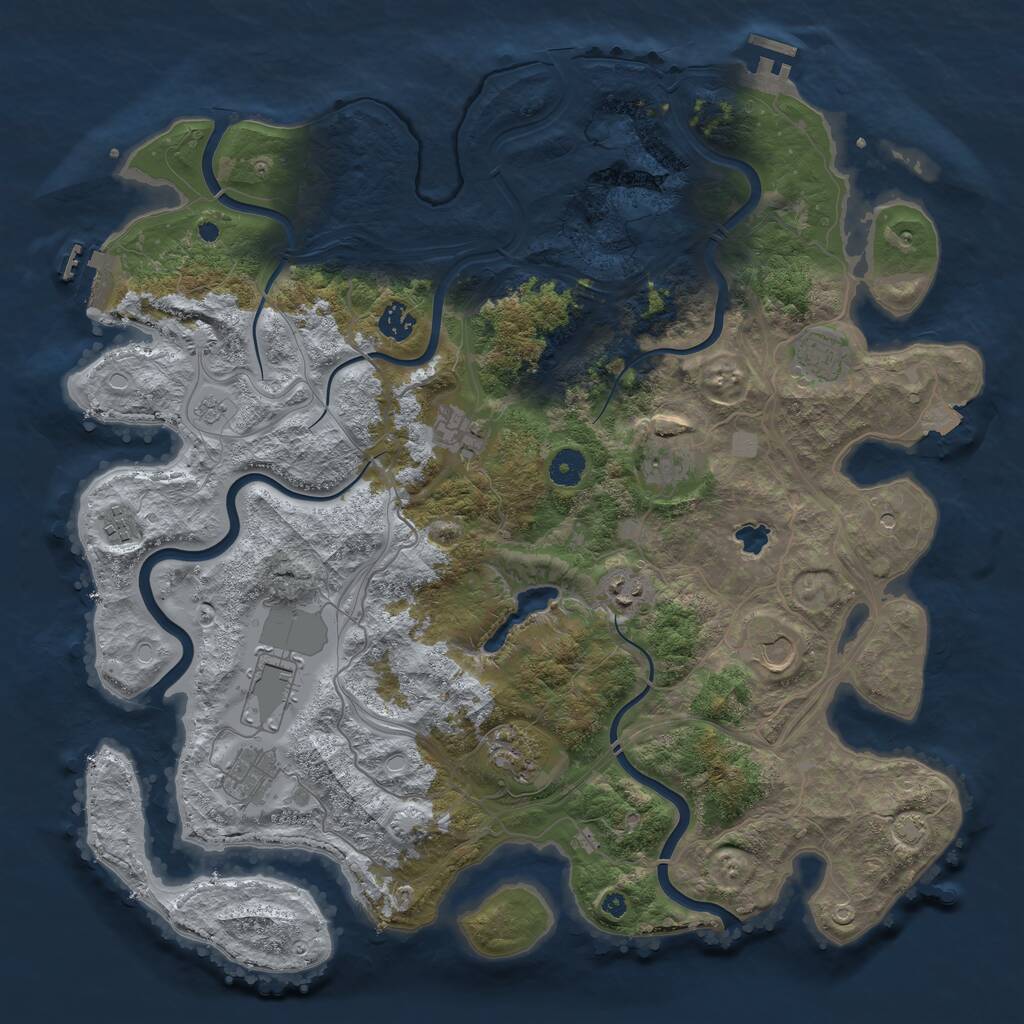 Rust Map: Procedural Map, Size: 4250, Seed: 691474516, 16 Monuments