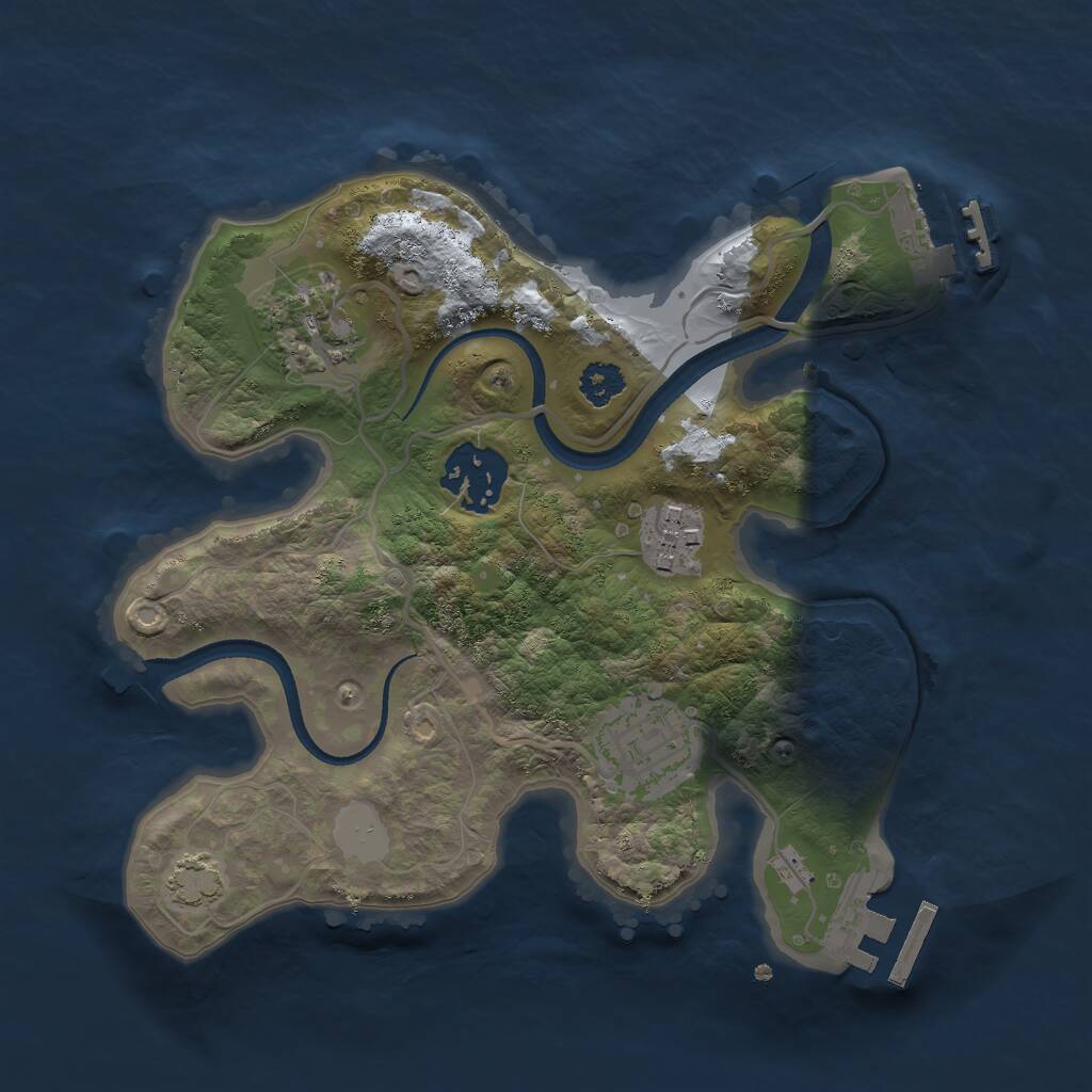 Rust Map: Procedural Map, Size: 2500, Seed: 421295975, 8 Monuments