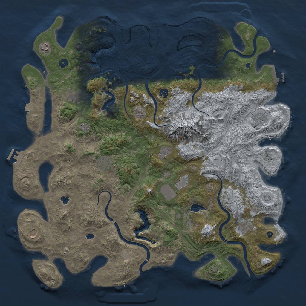 Rust Map: Procedural Map, Size: 5000, Seed: 8237567, 16 Monuments