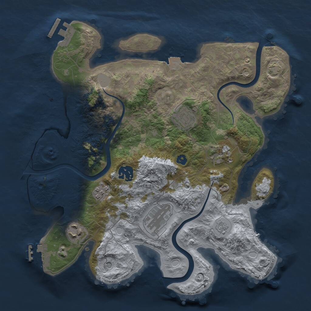 Rust Map: Procedural Map, Size: 3000, Seed: 460778903, 12 Monuments